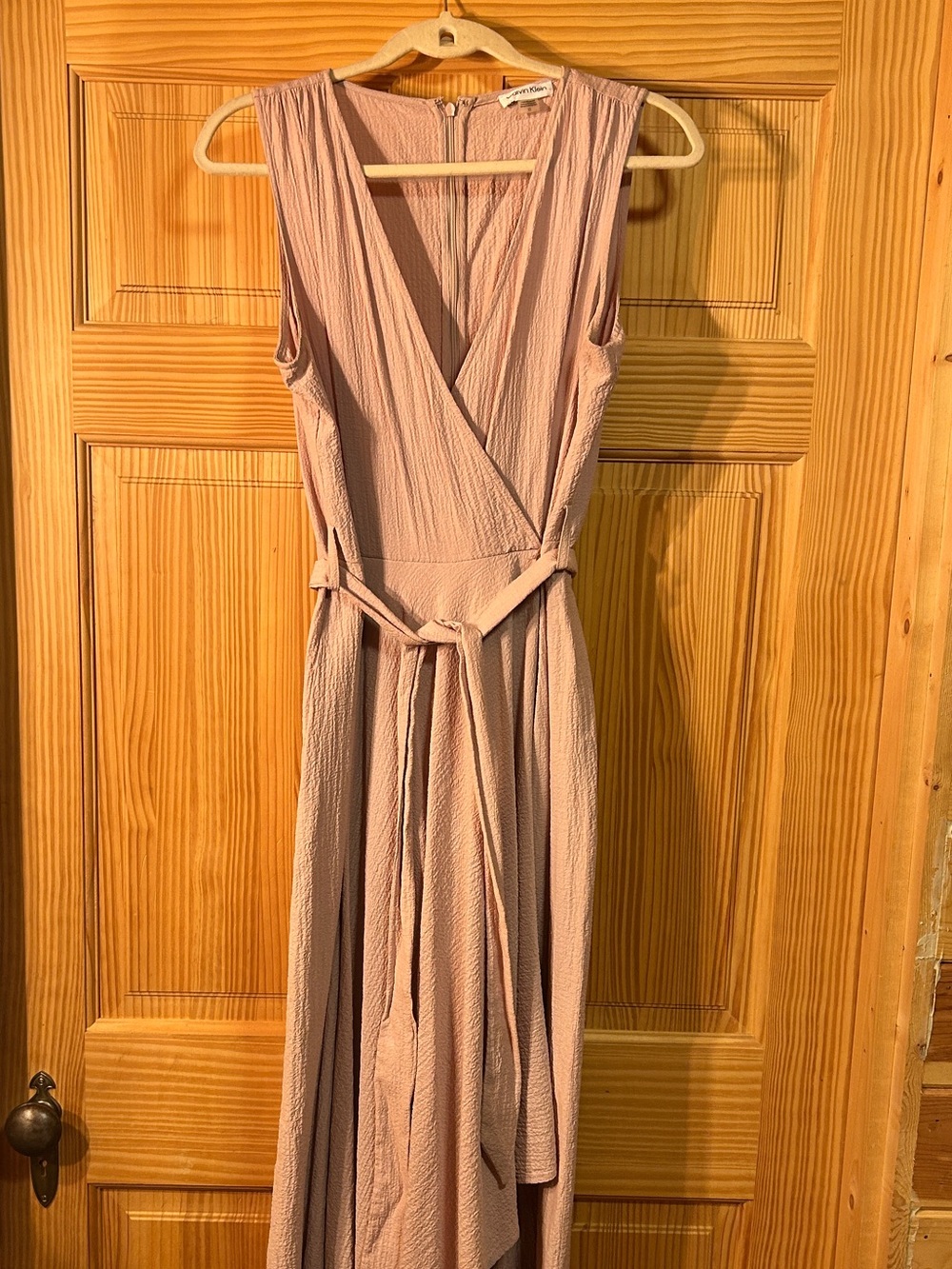 Calvin Klein Mauve Wide-Leg Jumpsuit with Tie Waist